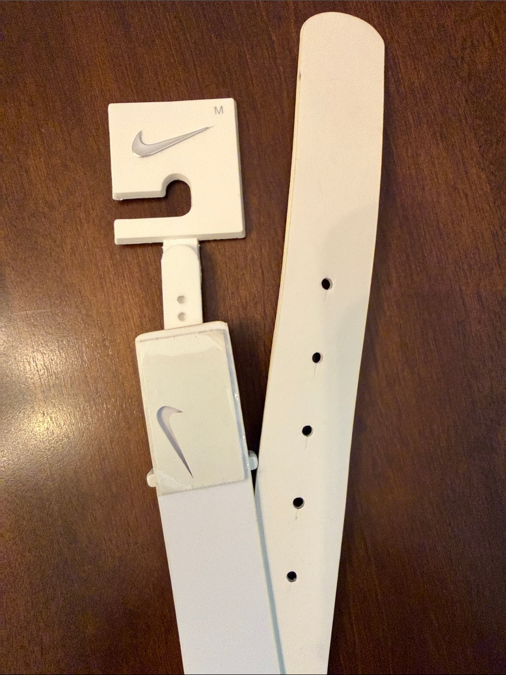 Nike White Golf Belt with Swoosh Buckle